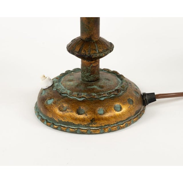 Table Lamps in Wrought Iron and Hammered Glass attributed to Longobard, Italy, 1970s, Set of 2 For Sale - Image 12 of 14