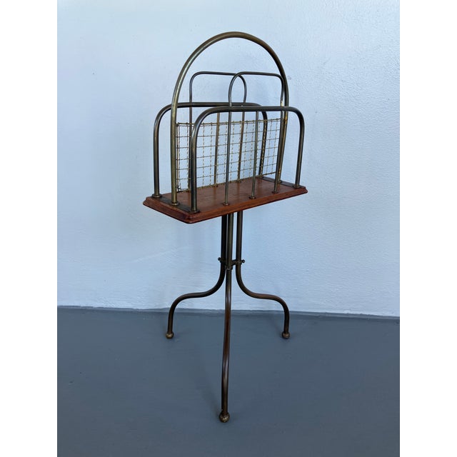 Early 20th Century Edwardian Revolving Book or Magazine Stand in Brass and Oak, Circa 1900 For Sale - Image 5 of 12