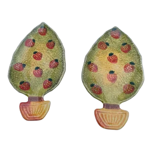 Italian Handpainted Strawberry Topiary Dishes – Set of Two