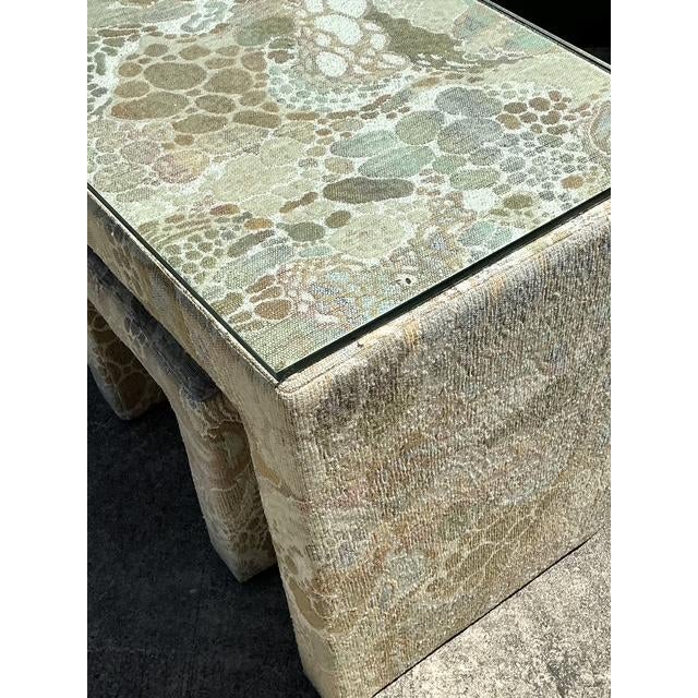 Cream Vintage 80s Upholstered Console and Stools After Jack Lenor Larsen For Sale - Image 8 of 12