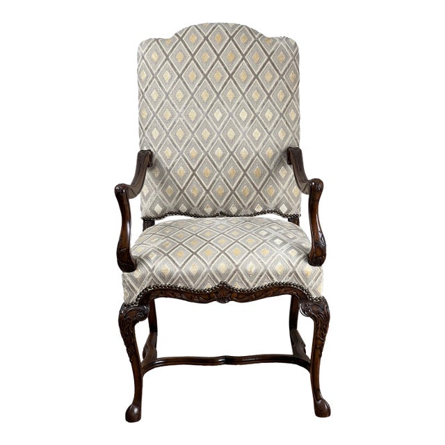 Antique French Régence Style Carved Mahogany Armchair, Circa Early 19th Century For Sale