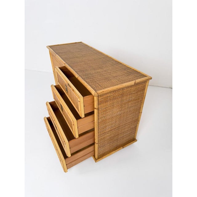 Mid-Century Italian Bamboo, Rattan and Cane Cabinet with Drawers by Dal Vera, 1970 For Sale - Image 17 of 18