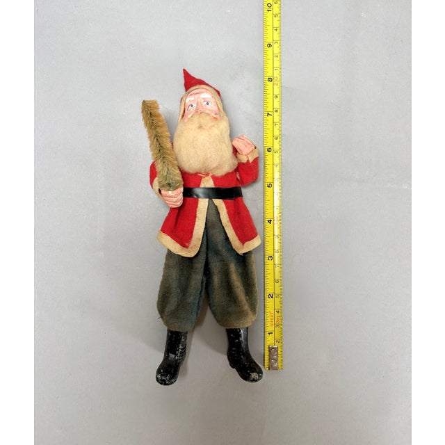 Textile Christmas Antique Japanese Composition Santa Claus With Bottle Brush Tree, Circa 1930s For Sale - Image 7 of 8