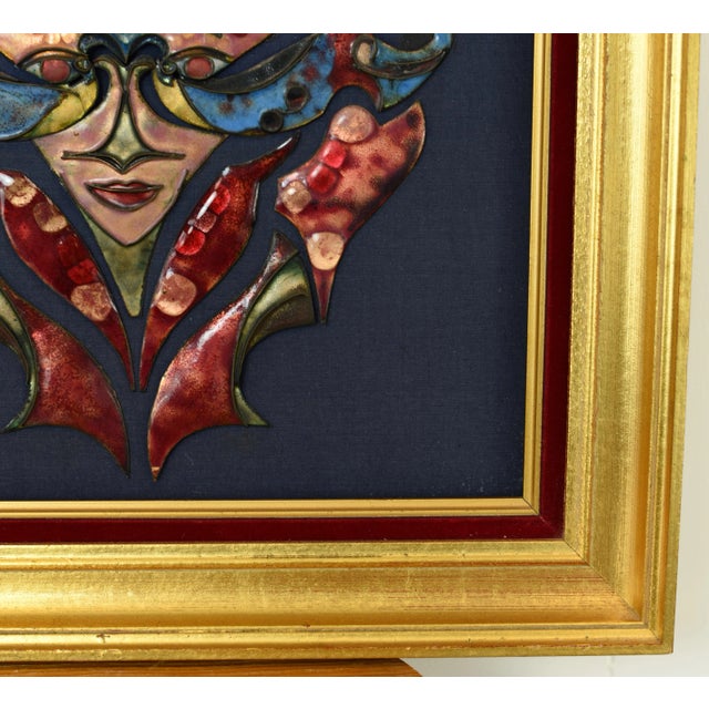 Copper Mid Century Modern Copper Enamel Face Mask Sculpture For Sale - Image 8 of 11
