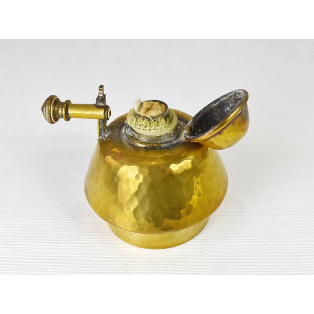 Antique Victorian Brass Tea Kettle With Burner Set With Ceramic Handle For Sale - Image 10 of 12