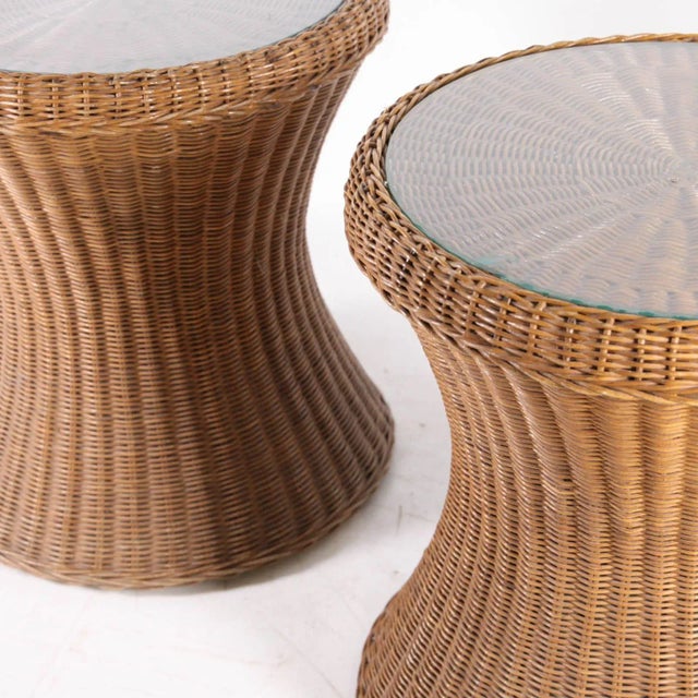 Vintage Rattan Side Tables, Set of 2, in Very Good conditions. Designed 1970 to 1979