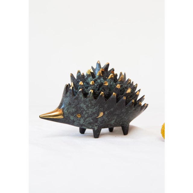 1950s Hedgehog Ashtrays in Green Patinated Brass attributed to Walter Bosse, C. 1950s, Set of 6 For Sale - Image 5 of 5