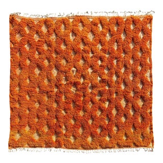 Orange Moroccan Wool Rug For Sale