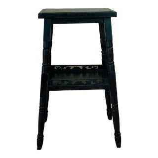 Disstressed Black Square End Table For Sale