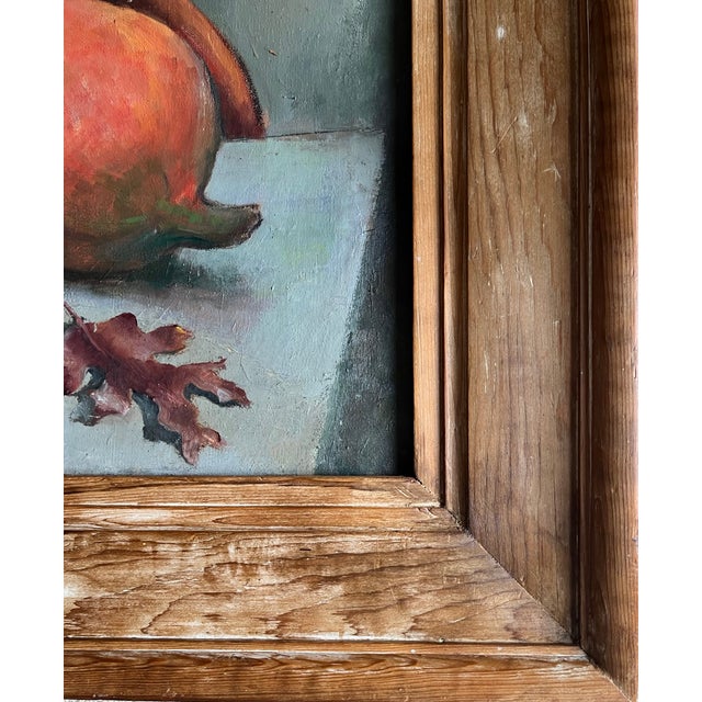 1940s 1940's Original Oil on Canvas-"Autumn Still Life"-Antique Frame For Sale - Image 5 of 11
