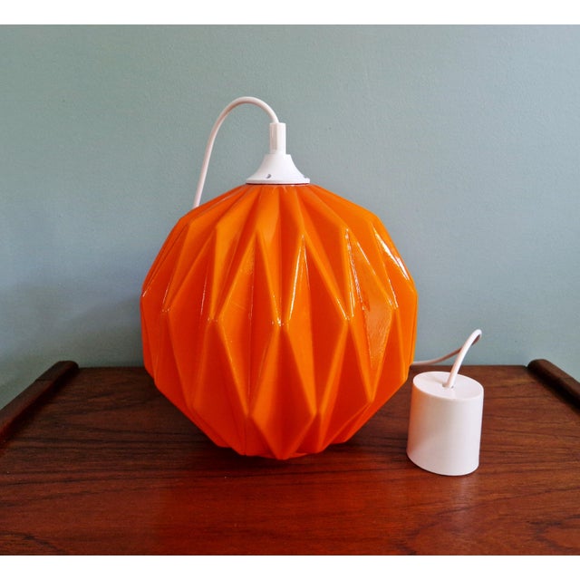 Vintage Orange Opaline Glass Pendant Light, 1970s For Sale - Image 13 of 14