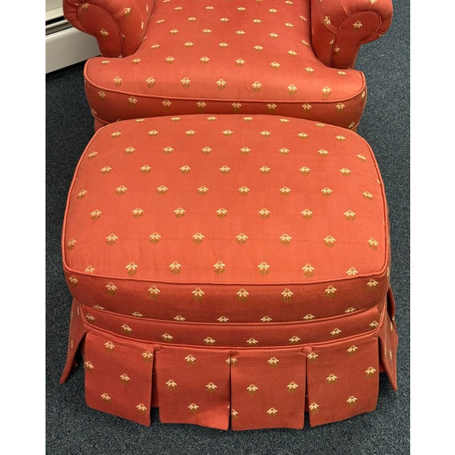 Recently Reupholstered Swivel Chair With Ottoman For Sale - Image 10 of 10