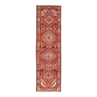 Antique Persian Malayer Runner With Medallion Design in Red & Khaki For Sale