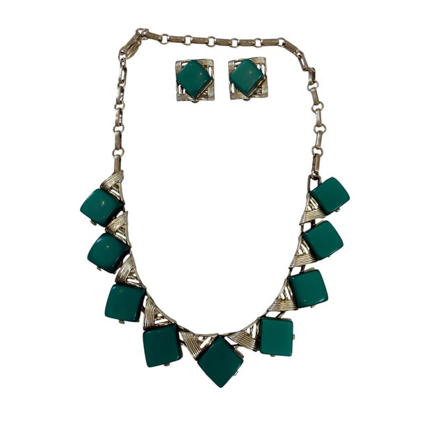 Metal Vintage Coro Necklace and Earring Set For Sale - Image 7 of 7