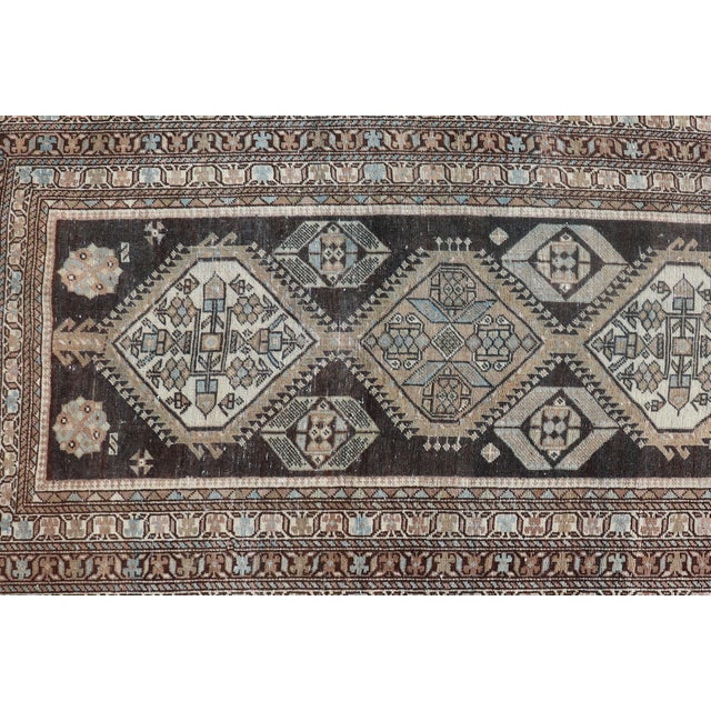 Antique Persian Hamadan Long Runner in Brown, Gray and Charcoal Background 2'11 X 18'1 For Sale - Image 10 of 15