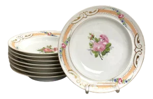 Circa 19th Century Paris Porcelain Soup Bowls- Set of 8
