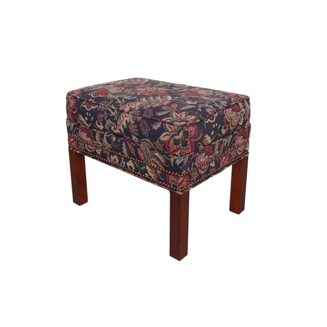 Late 20th Century Bradington Young Georgian Style Wingback Chair and Ottoman For Sale - Image 5 of 9