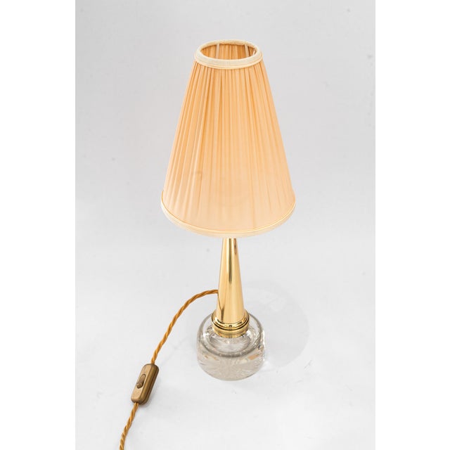Art Deco Glass and Brass Table Lamp with Fabric Shade, 1920s For Sale - Image 13 of 18