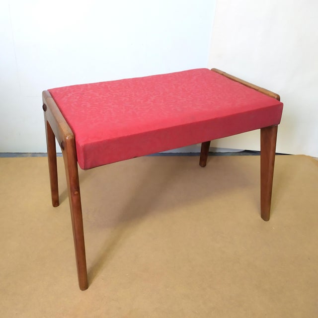 1940s Vintage Red Beech Poufs, Italy, 1940s, Set of 2 For Sale - Image 5 of 9