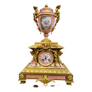 Napoleon III Porcelain and Gilt Bronze Clock, 19th Century For Sale