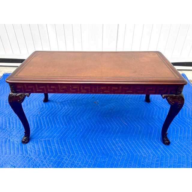 1960s Vintage English Chippendale Style Carved Mahogany Coffee Table