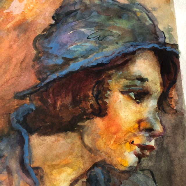 Original painting on paper Unsigned Double sided 6.5 x 9.5 unframed