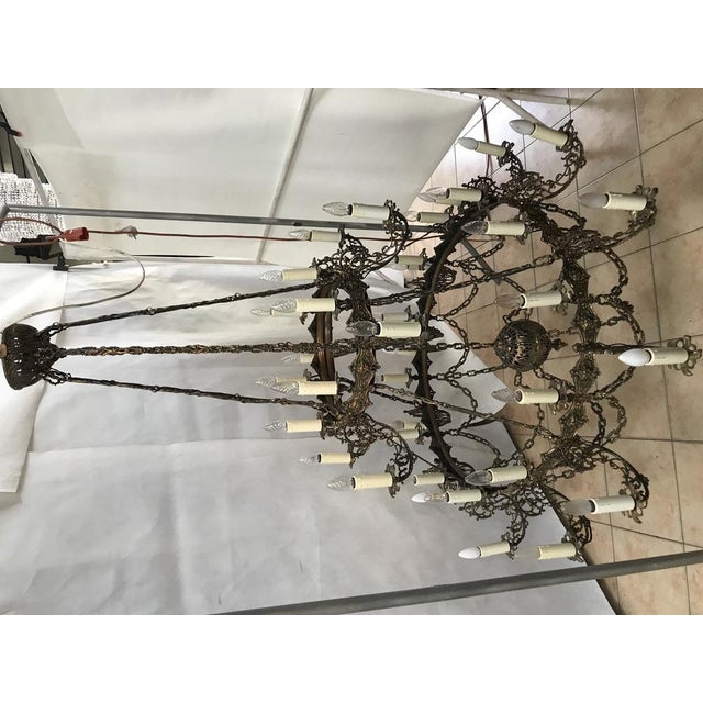 Large Palace Chandelier in Brass and Bronze, 1950s For Sale - Image 6 of 18