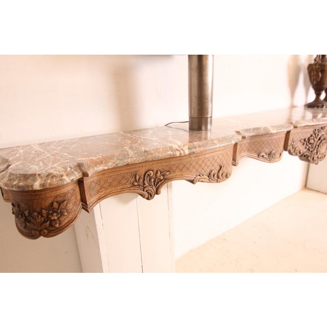 Large Liégeoise Carved Oak and Marble Wall-Mounted Console, Late 19th Century For Sale - Image 10 of 18