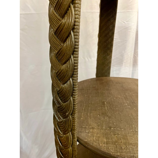 Mid-Century Modern Early 20th Century Rattan Round Cabinet Display For Sale - Image 3 of 10