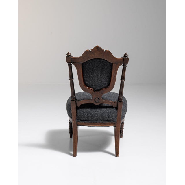19th Century 19th Century United Kingdom Charcoal Grey Carved Wood Side Chair For Sale - Image 5 of 11