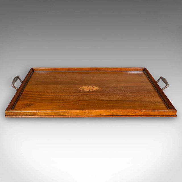 Antique Aperitif Serving Tray, English, Walnut, Afternoon Tea Platter, Edwardian For Sale - Image 4 of 10