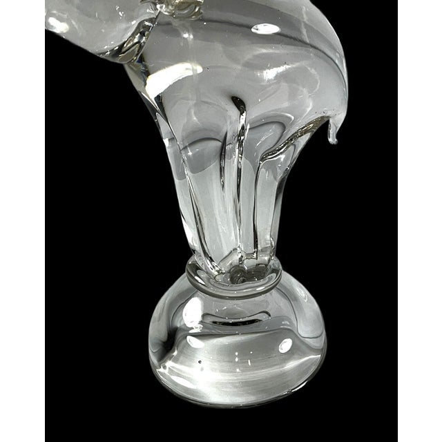 Late 20th Century Clear Art Glass Elephant Sculpture With Raised Trunk Attributed to Murano For Sale - Image 10 of 13