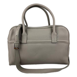 Loro Piana Grey Leather Duffle Tote For Sale
