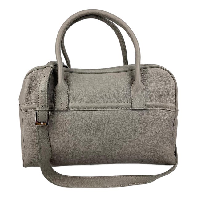 Loro Piana Grey Leather Duffle Tote For Sale