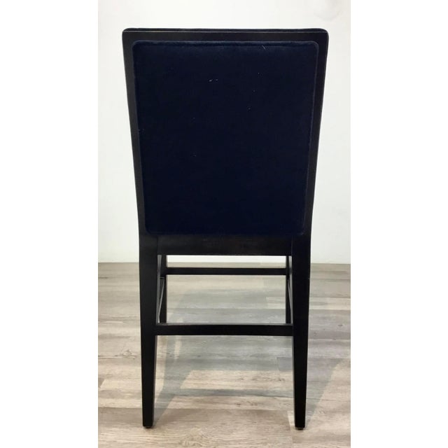 Wood Caracole Modern Navy Blue Velvet Counter Stools - Set of 3 For Sale - Image 7 of 8
