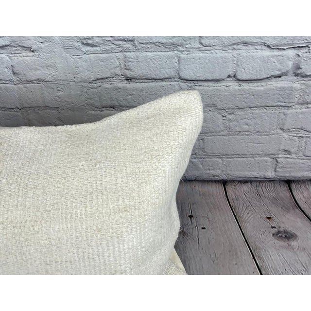 Turkish 16 x 24 Hemp Pillow Turkish Cushion Natural White Pillow Cushion Cover For Sale - Image 3 of 4