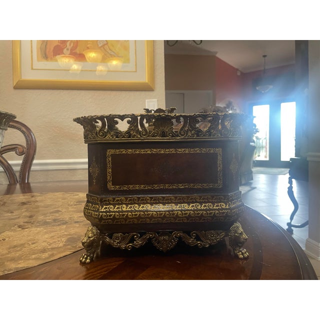 Beautiful Maithland-Smith Chocolate Leather Rectangolar Box ,Finely Cast Sherwood Brass Mounts.