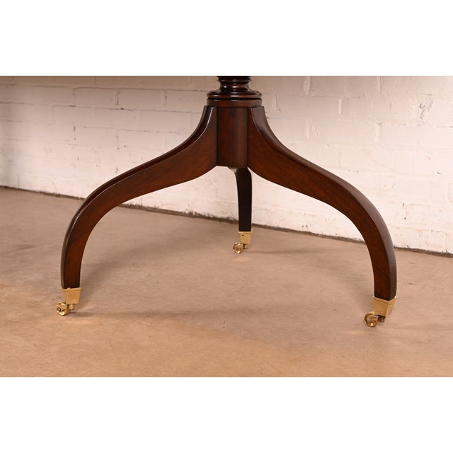 Regency Carved Mahogany Double Pedestal Extension Dining Table by Old Colony, Newly Refinished For Sale In South Bend - Image 6 of 13