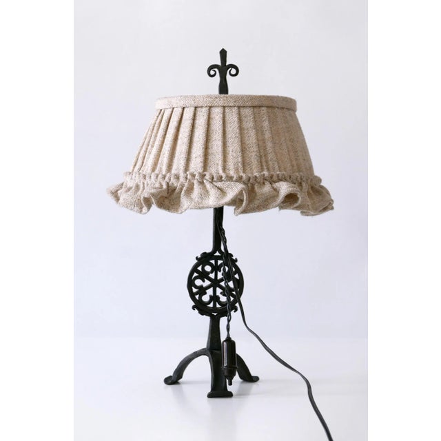 Mid-Century German Modern Wrought Iron Night Table Lamp, 1960s For Sale - Image 6 of 17