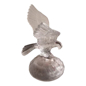 Soaring Eagle on Pedestal Art Glass Sculpture