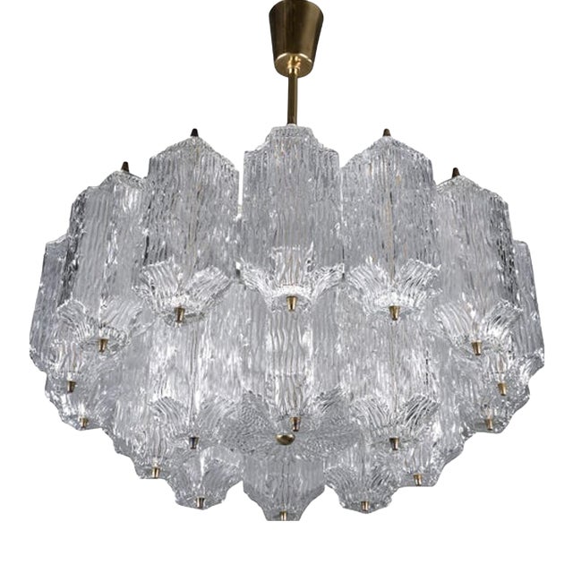 Ice Glass Chandelier from Kalmar, 1950s For Sale