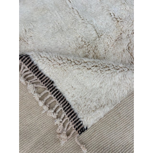 White Black and White Moroccan Rug, Authentic Moroccan Rug, Berber Carpet, Genuine Wool Rug, Handmade Rug, Beni Ourain For Sale - Image 8 of 13