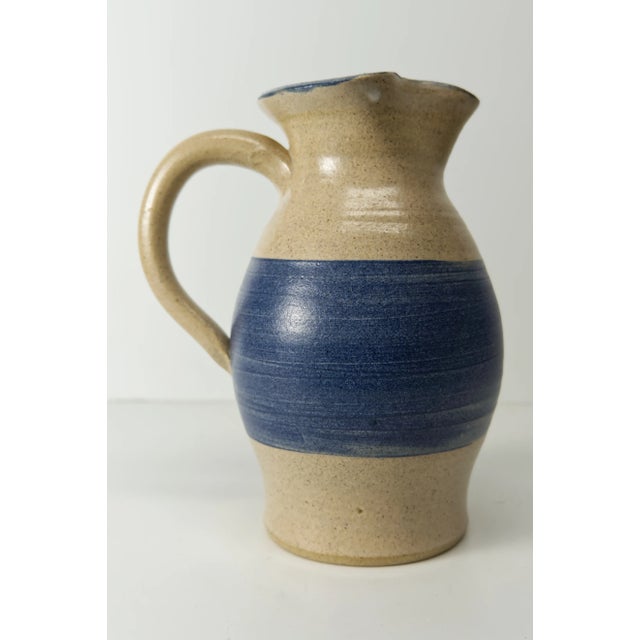 1986 Studio Pottery Leaf Motif Pitcher Signed Wind River For Sale - Image 4 of 7