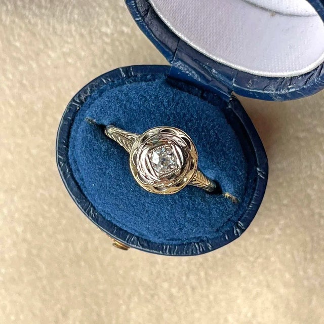 Antique American Art Deco Diamond Ring Size 6 For Sale - Image 10 of 10