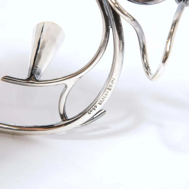 Metal Art Nouveau Morning Glory Silver Plated Candelabras - A Pair For Sale - Image 7 of 13