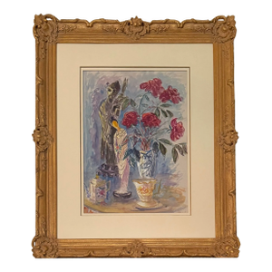 Large Signed 20th Century French Gouache / Watercolor Still Life Painting by Madeleine Rouart