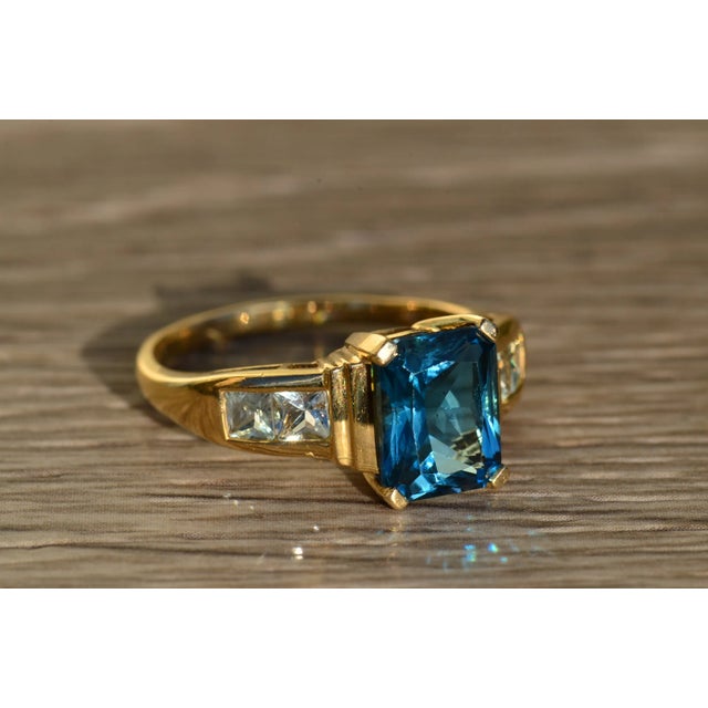 Early 21st Century The Emerin: Ladies 14K Yellow Gold Topaz Ring For Sale - Image 5 of 8