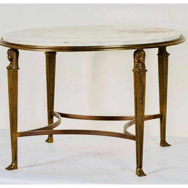 English Late 19th Century Empire-Style Marble-Top Round Side Table For Sale - Image 3 of 11