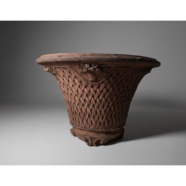 Traditional Hand-Built Jomon Style Terracotta Vessel With Woven Basketry Texture For Sale - Image 3 of 7