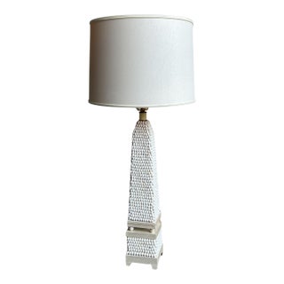 Vintage Coastal Seashell Table Lamp With Drum Shade For Sale